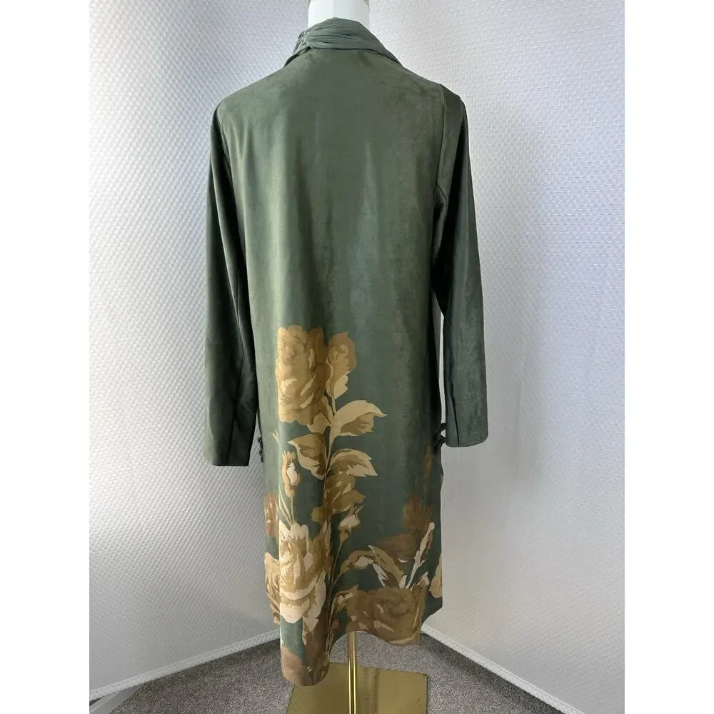 Soft Surroundings Khalia Open Kimono Jacket Topper Wearable Art Boho Medium Frog